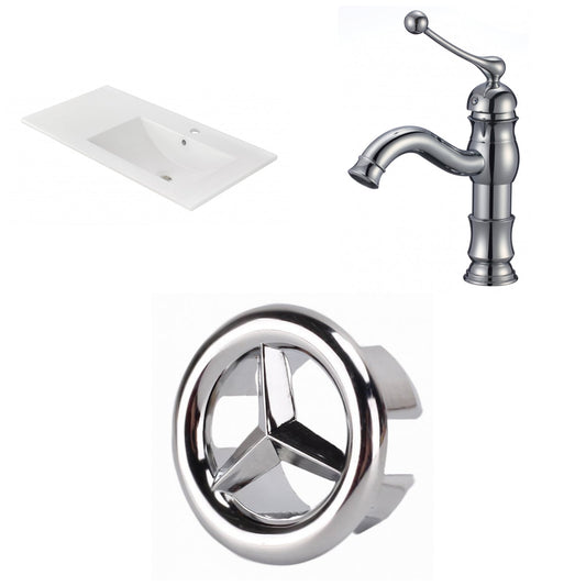 American Imaginations AI-24562 36" White Rectangular Drop In Transitional Ceramic Top Set