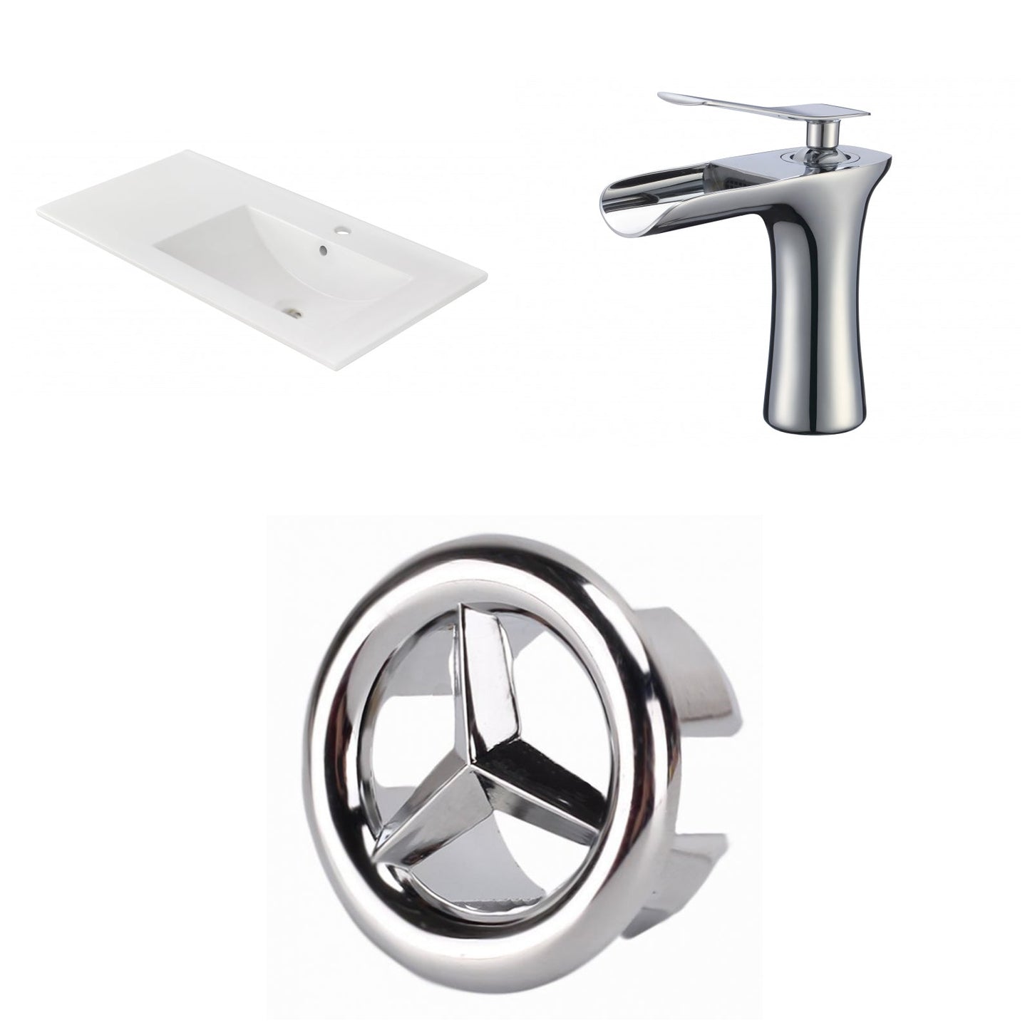 American Imaginations AI-24563 36" White Rectangular Drop In Transitional Ceramic Top Set