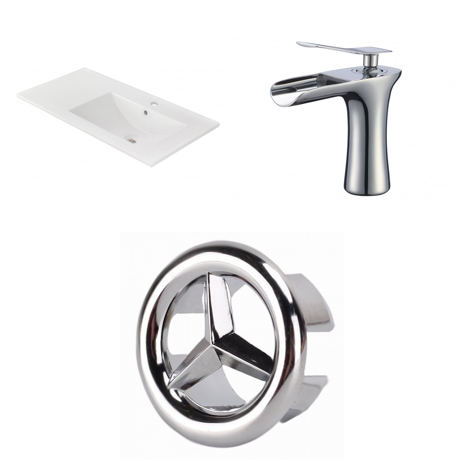 American Imaginations AI-24563 36" White Rectangular Drop In Transitional Ceramic Top Set