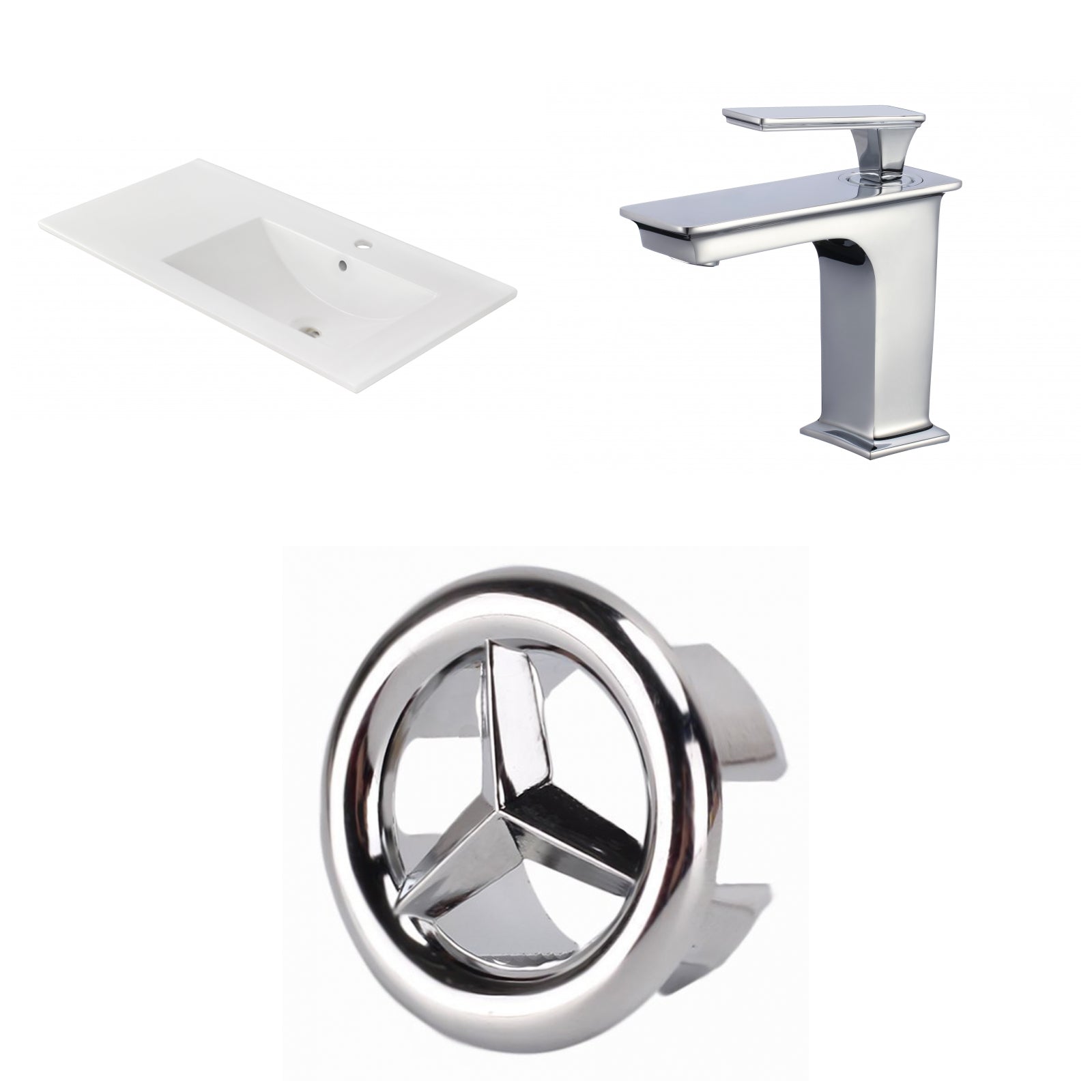 American Imaginations AI-24564 36" White Rectangular Drop In Transitional Ceramic Top Set