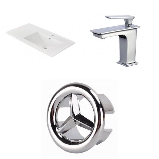 American Imaginations AI-24564 36" White Rectangular Drop In Transitional Ceramic Top Set