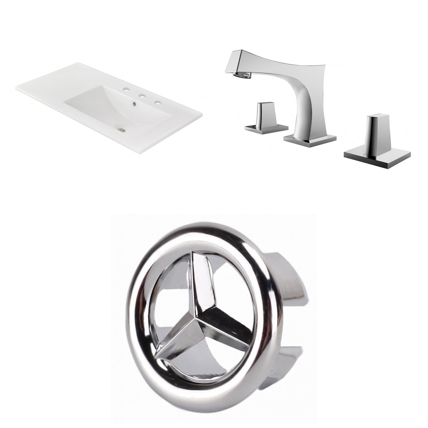 American Imaginations AI-24565 36" White Rectangular Drop In Transitional Ceramic Top Set