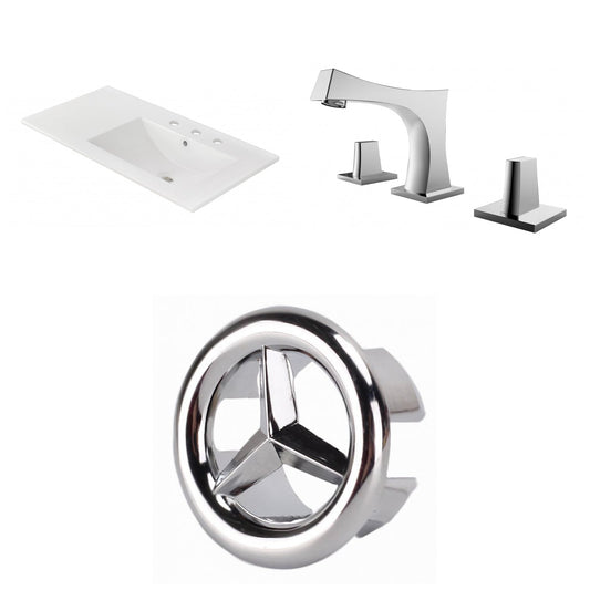 American Imaginations AI-24565 36" White Rectangular Drop In Transitional Ceramic Top Set
