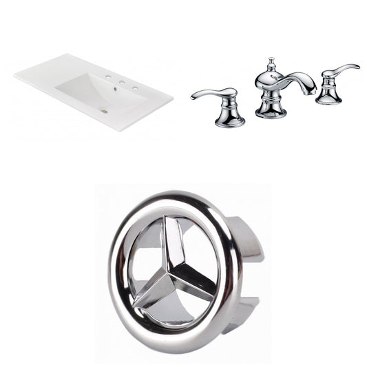 American Imaginations AI-24566 36" White Rectangular Drop In Transitional Ceramic Top Set