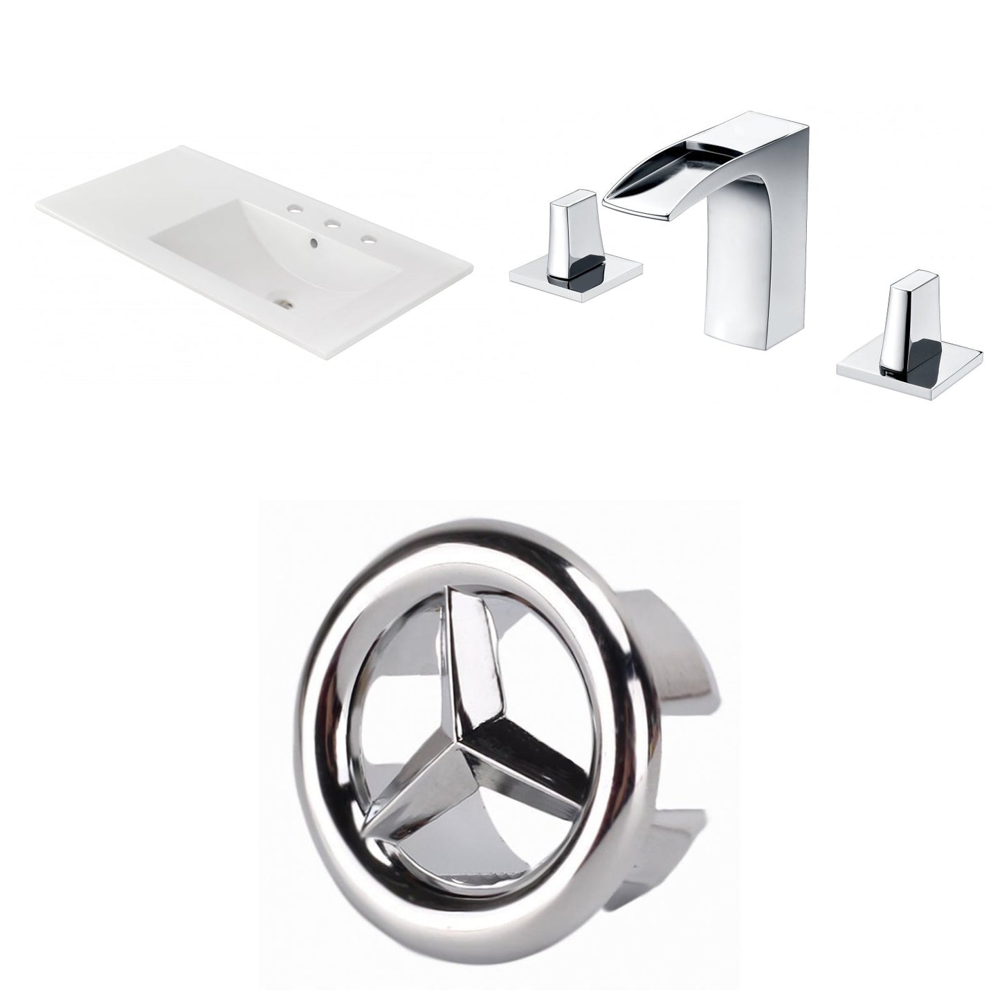 American Imaginations AI-24568 36" White Rectangular Drop In Transitional Ceramic Top Set