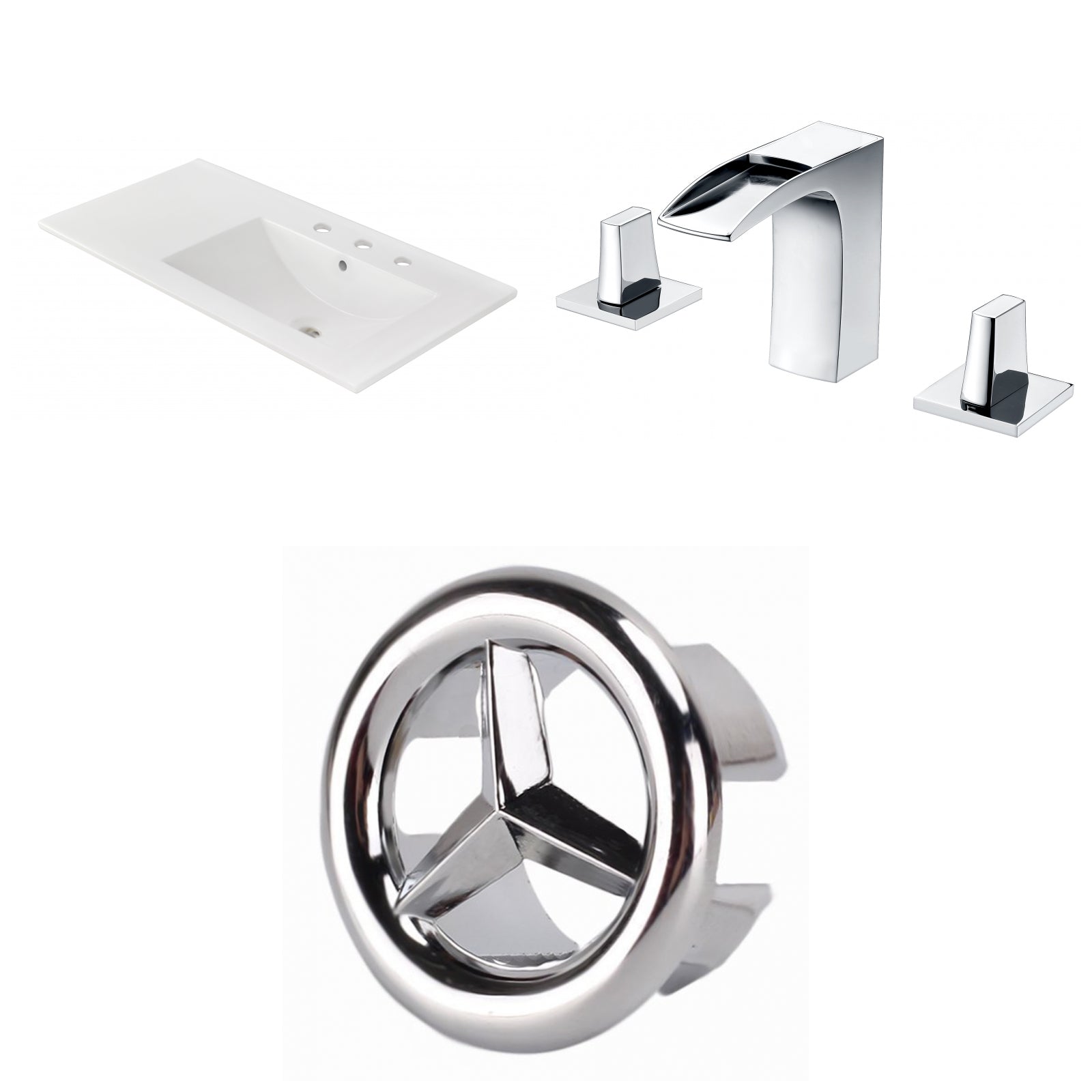 American Imaginations AI-24568 36" White Rectangular Drop In Transitional Ceramic Top Set