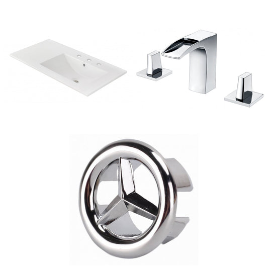 American Imaginations AI-24568 36" White Rectangular Drop In Transitional Ceramic Top Set