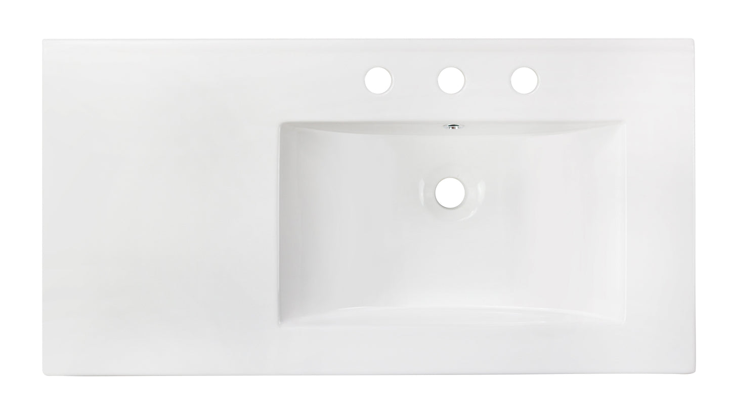 American Imaginations AI-24569 36" White Rectangular Drop In Transitional Ceramic Top Set