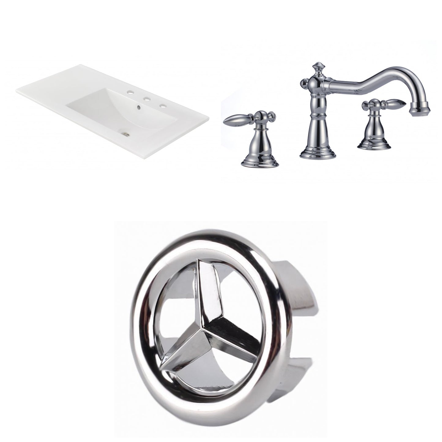 American Imaginations AI-24569 36" White Rectangular Drop In Transitional Ceramic Top Set