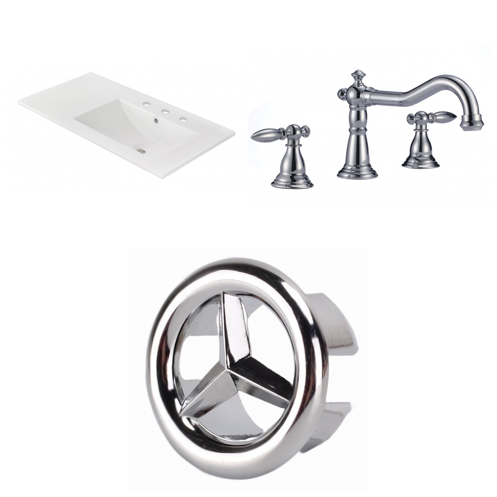 American Imaginations AI-24569 36" White Rectangular Drop In Transitional Ceramic Top Set