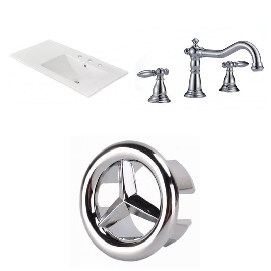 American Imaginations AI-24569 36" White Rectangular Drop In Transitional Ceramic Top Set
