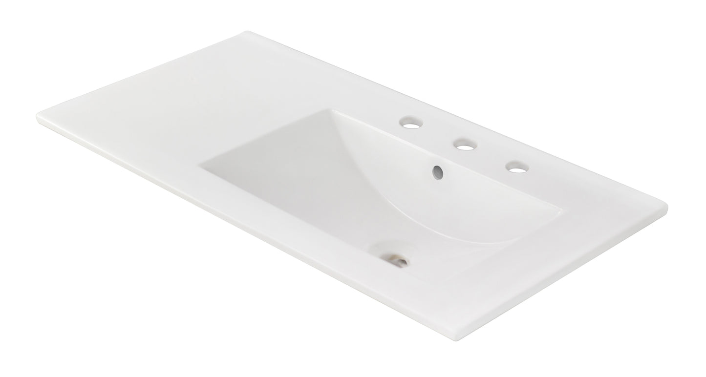 American Imaginations AI-24570 36" White Rectangular Drop In Transitional Ceramic Top Set