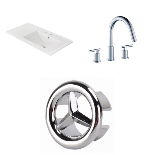 American Imaginations AI-24570 36" White Rectangular Drop In Transitional Ceramic Top Set