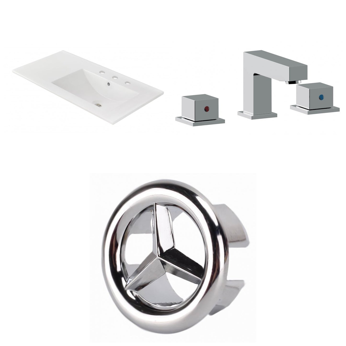 American Imaginations AI-24571 36" White Rectangular Drop In Transitional Ceramic Top Set