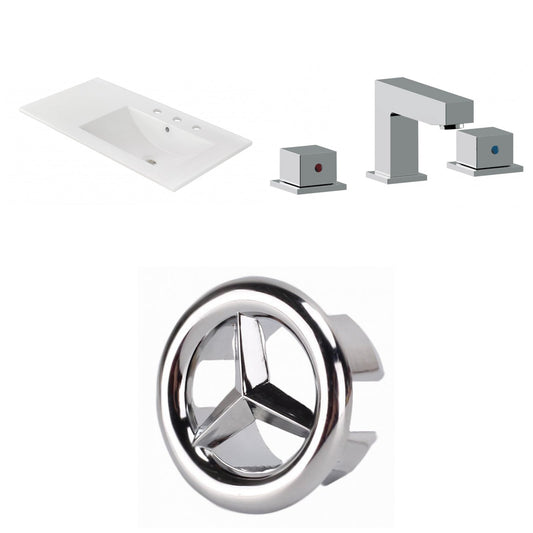 American Imaginations AI-24571 36" White Rectangular Drop In Transitional Ceramic Top Set