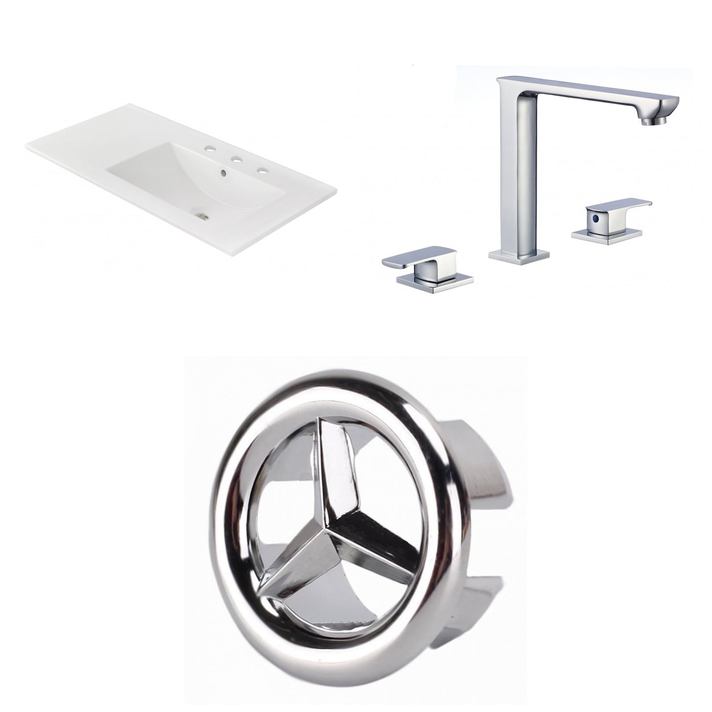 American Imaginations AI-24572 36" White Rectangular Drop In Transitional Ceramic Top Set