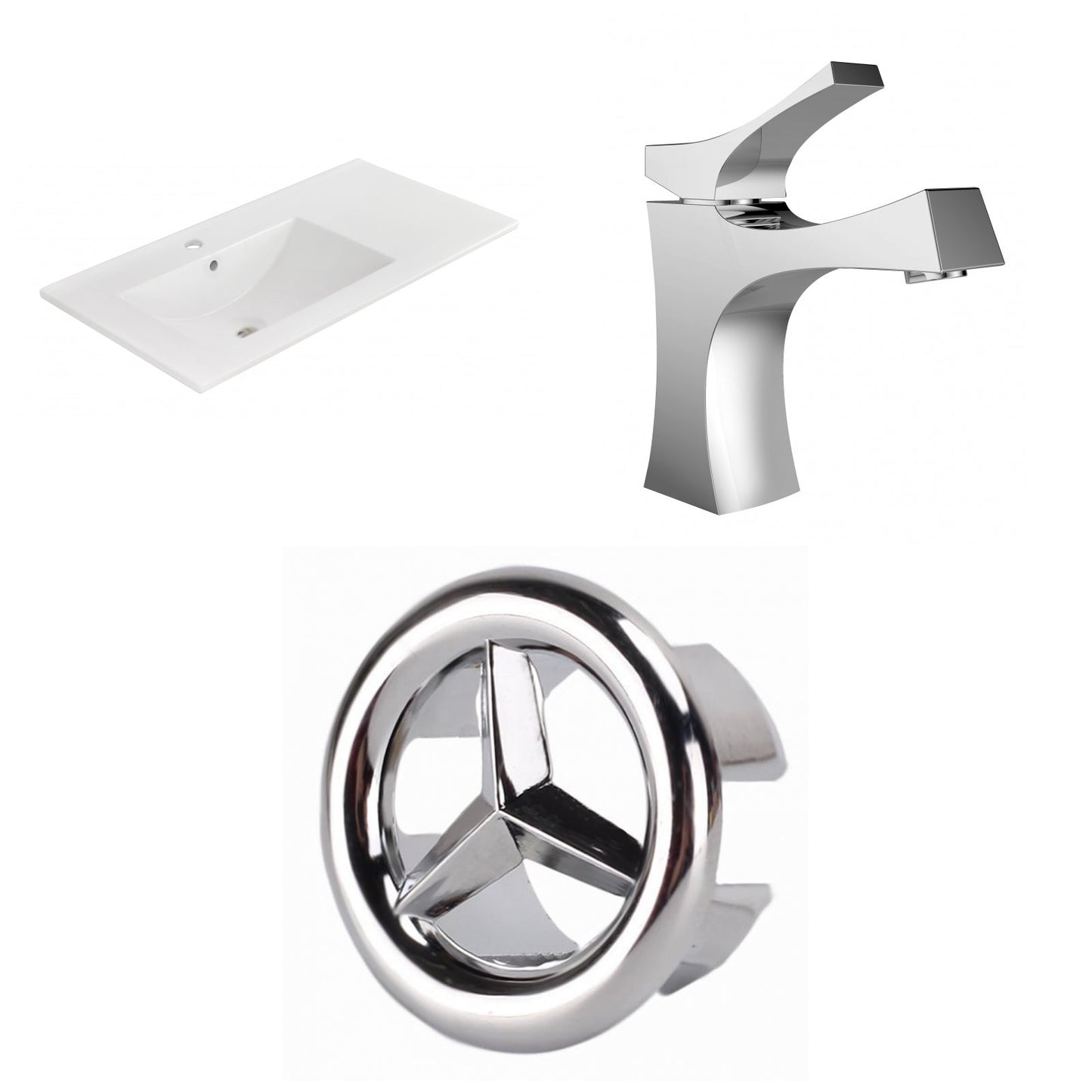 American Imaginations AI-24573 36" White Rectangular Drop In Transitional Ceramic Top Set