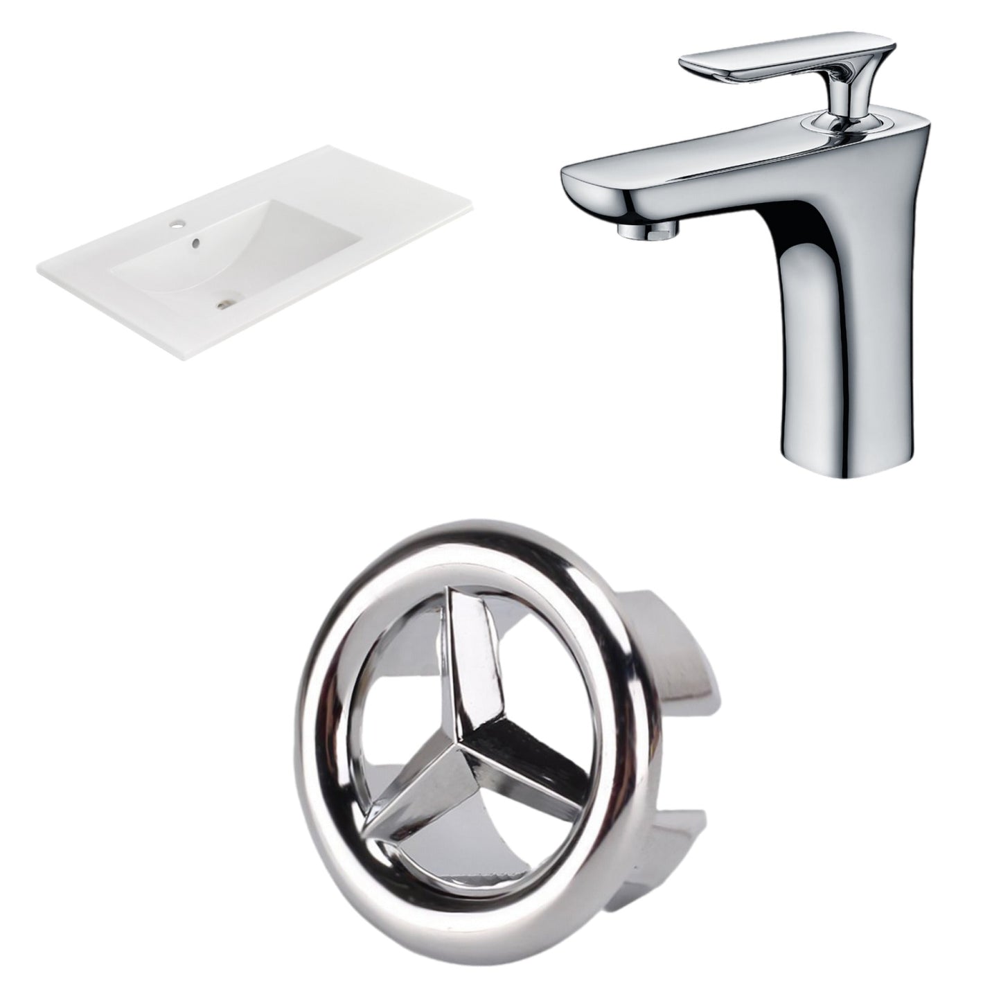 American Imaginations AI-24576 36" White Rectangular Drop In Transitional Ceramic Top Set