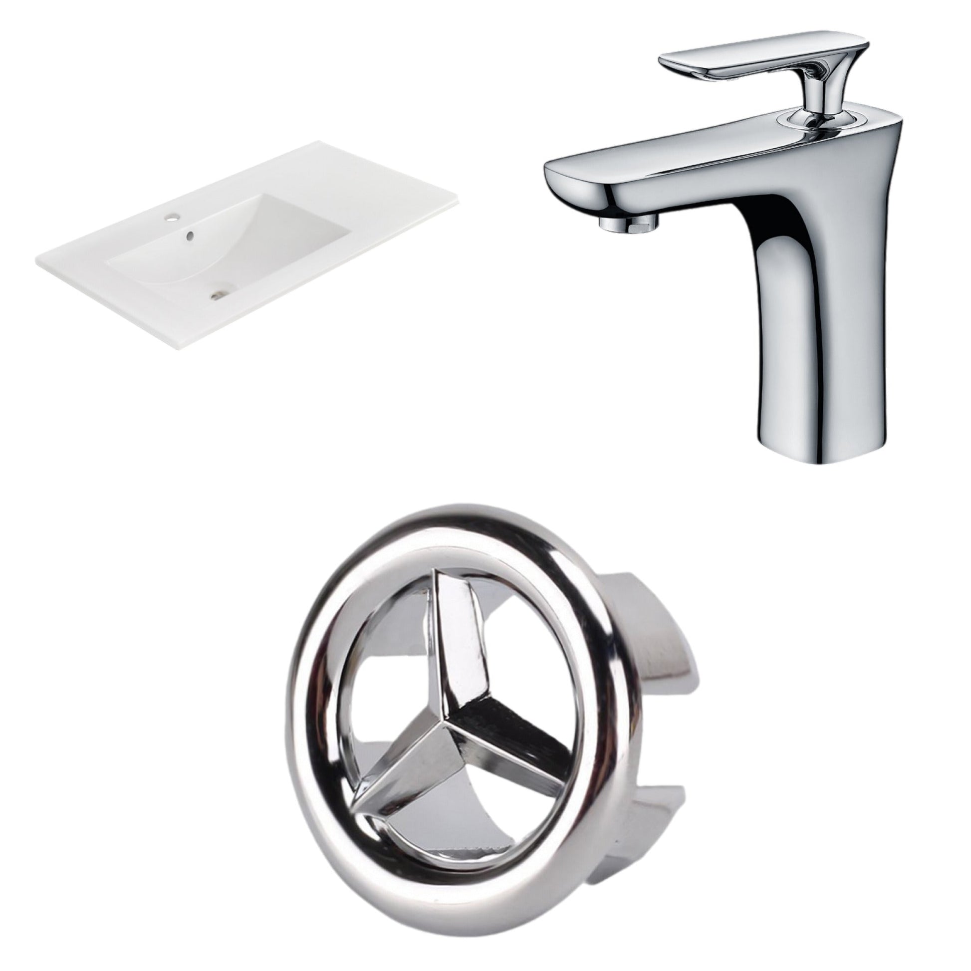 American Imaginations AI-24576 36" White Rectangular Drop In Transitional Ceramic Top Set