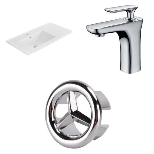 American Imaginations AI-24576 36" White Rectangular Drop In Transitional Ceramic Top Set