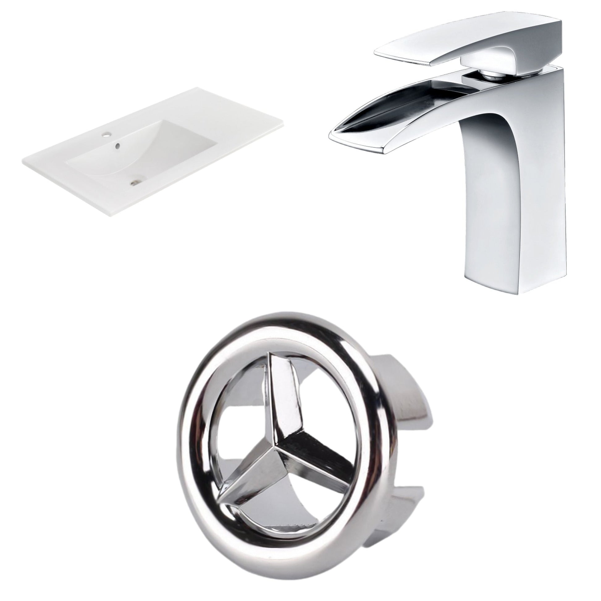 American Imaginations AI-24577 36" White Rectangular Drop In Transitional Ceramic Top Set