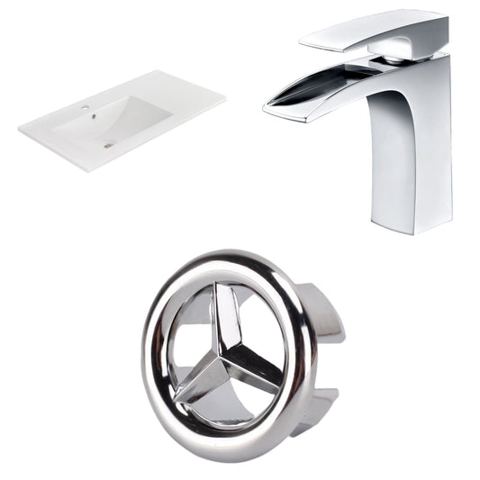 American Imaginations AI-24577 36" White Rectangular Drop In Transitional Ceramic Top Set