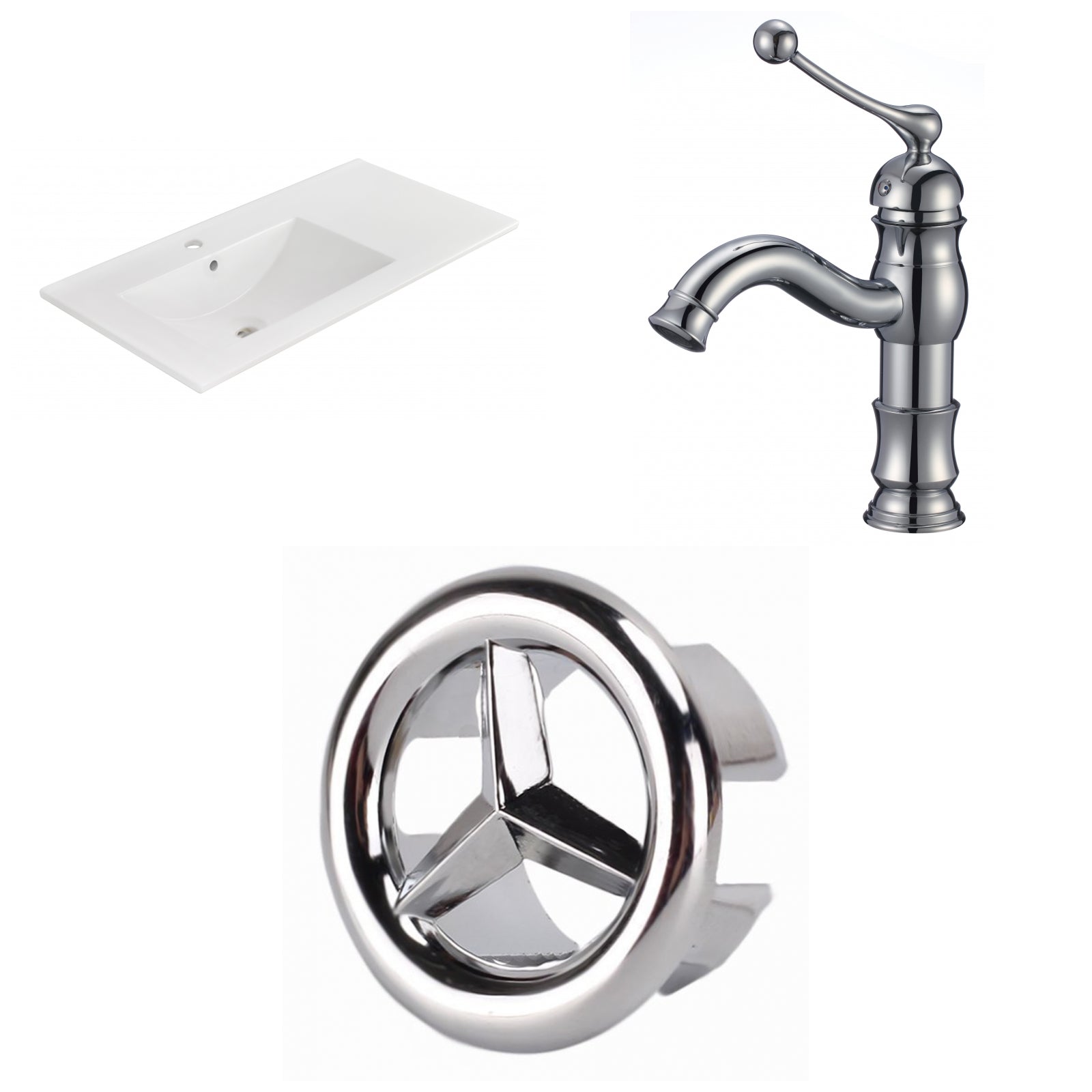 American Imaginations AI-24578 36" White Rectangular Drop In Transitional Ceramic Top Set