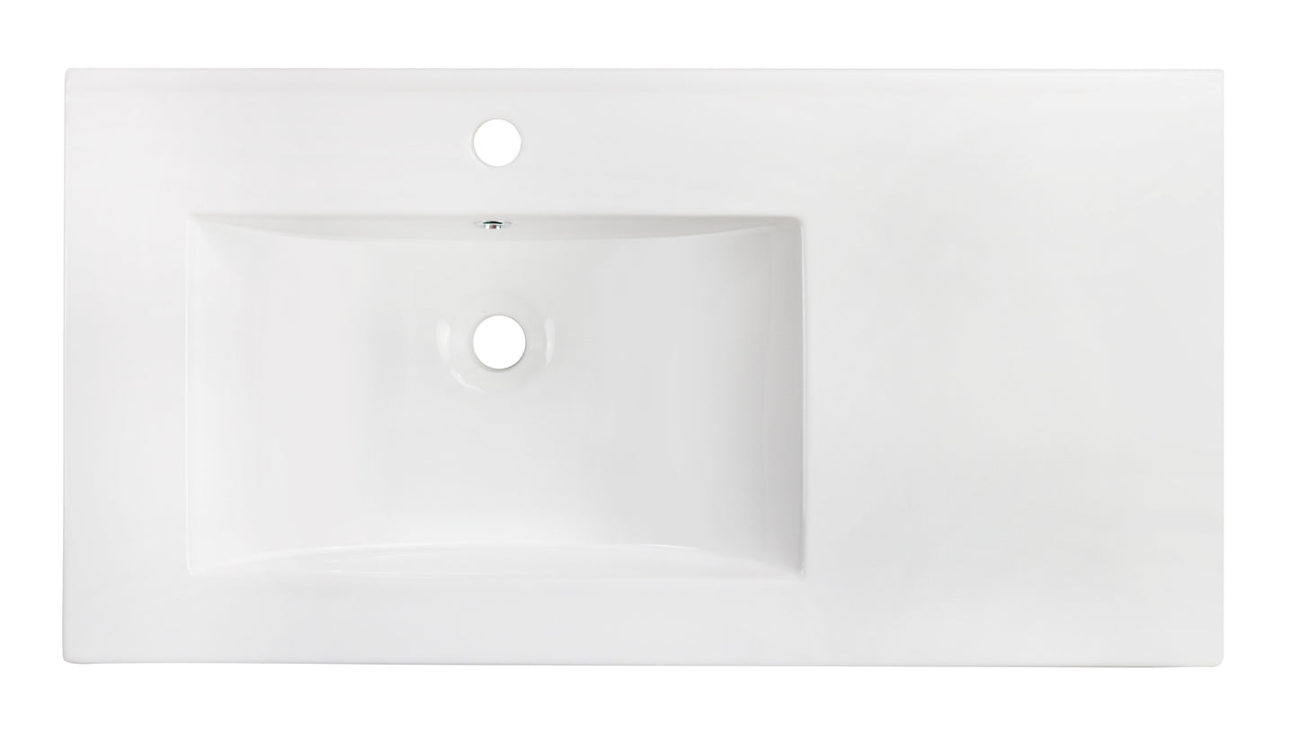 American Imaginations AI-24579 36" White Rectangular Drop In Transitional Ceramic Top Set