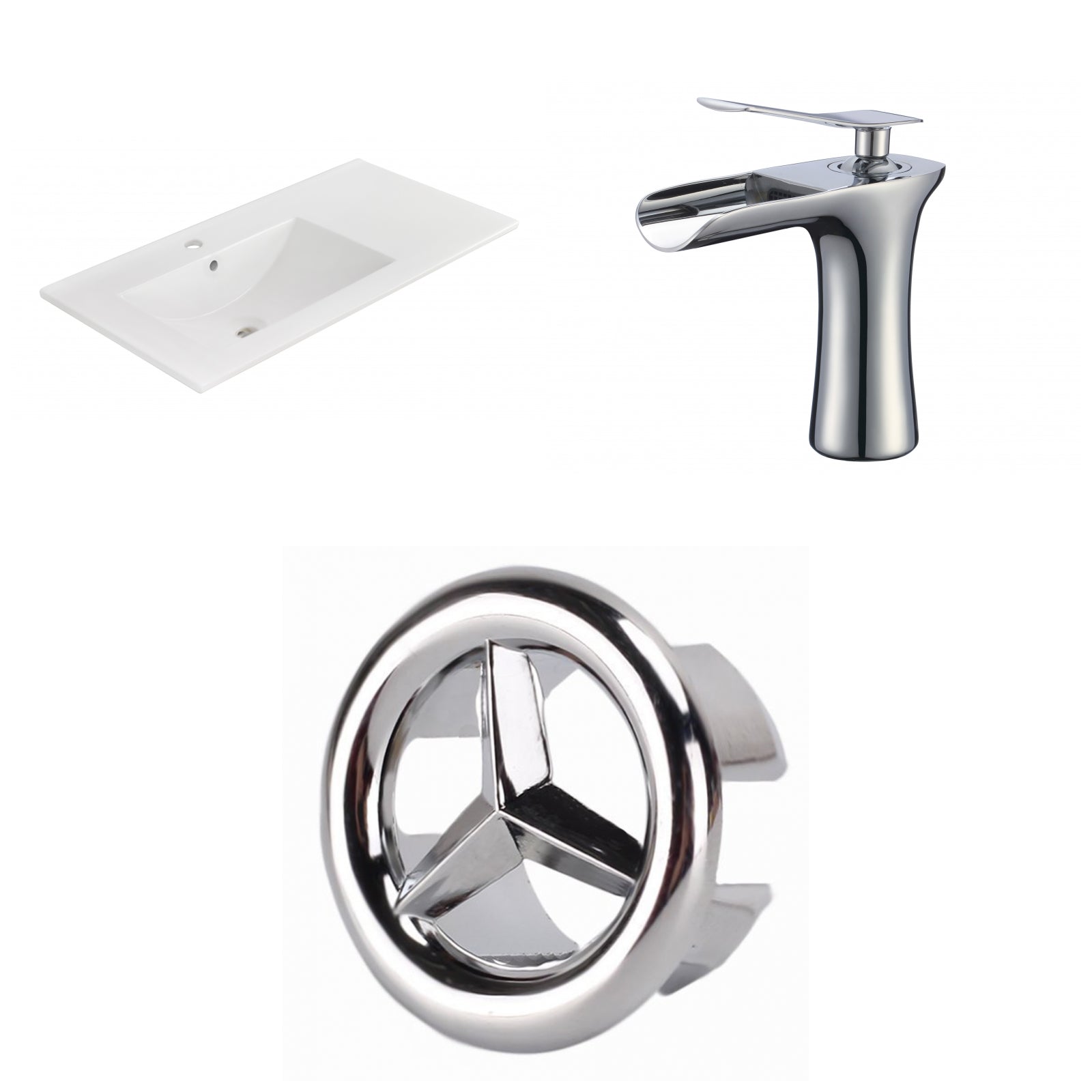 American Imaginations AI-24579 36" White Rectangular Drop In Transitional Ceramic Top Set