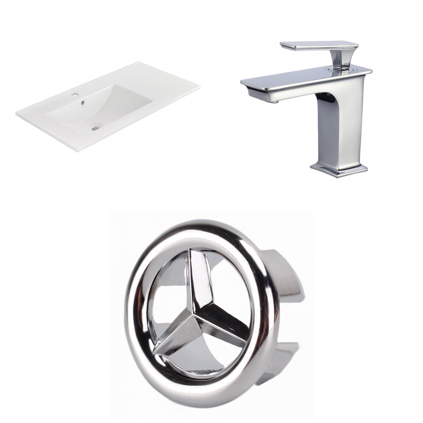 American Imaginations AI-24580 36" White Rectangular Drop In Transitional Ceramic Top Set