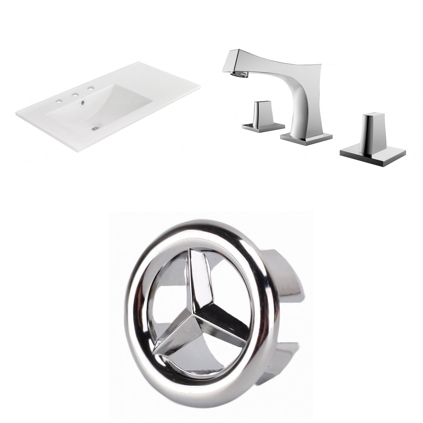 American Imaginations AI-24581 36" White Rectangular Drop In Transitional Ceramic Top Set