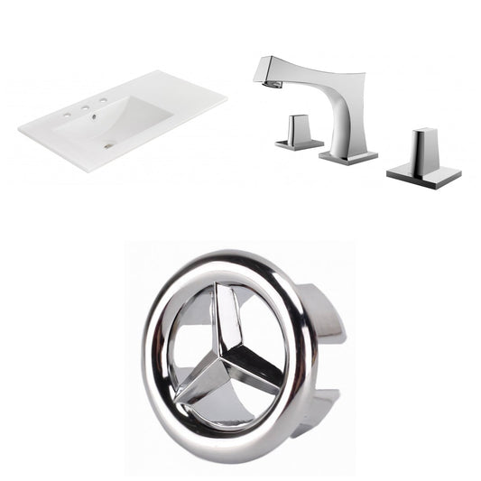 American Imaginations AI-24581 36" White Rectangular Drop In Transitional Ceramic Top Set