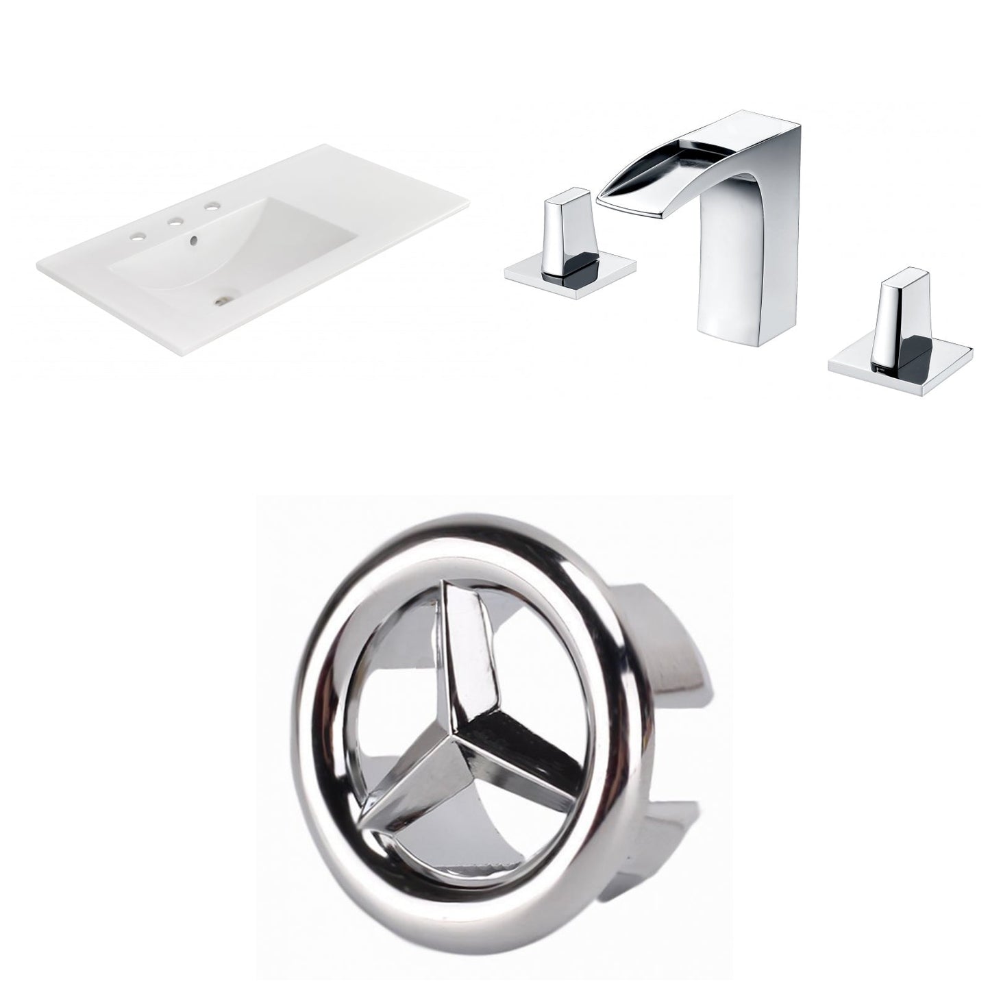 American Imaginations AI-24584 36" White Rectangular Drop In Transitional Ceramic Top Set