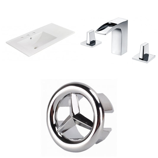 American Imaginations AI-24584 36" White Rectangular Drop In Transitional Ceramic Top Set