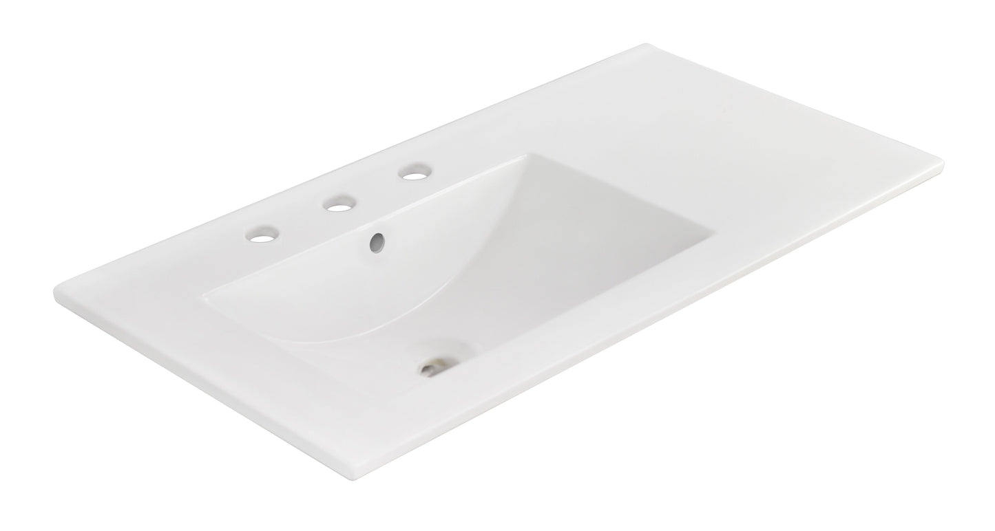 American Imaginations AI-24585 36" White Rectangular Drop In Transitional Ceramic Top Set