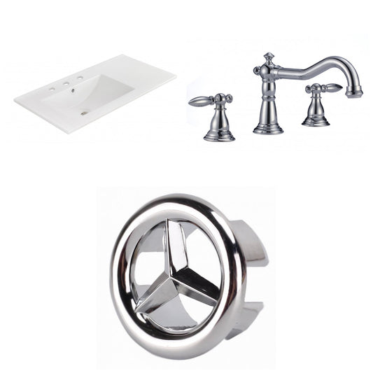 American Imaginations AI-24585 36" White Rectangular Drop In Transitional Ceramic Top Set