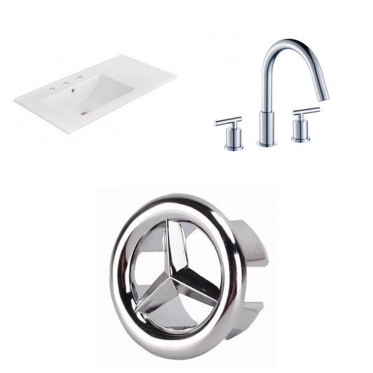 American Imaginations AI-24586 36" White Rectangular Drop In Transitional Ceramic Top Set