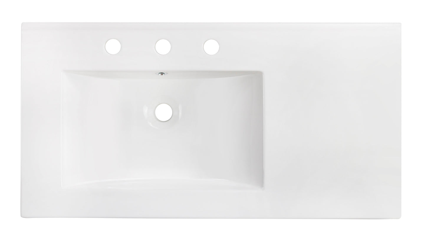 American Imaginations AI-24587 36" White Rectangular Drop In Transitional Ceramic Top Set