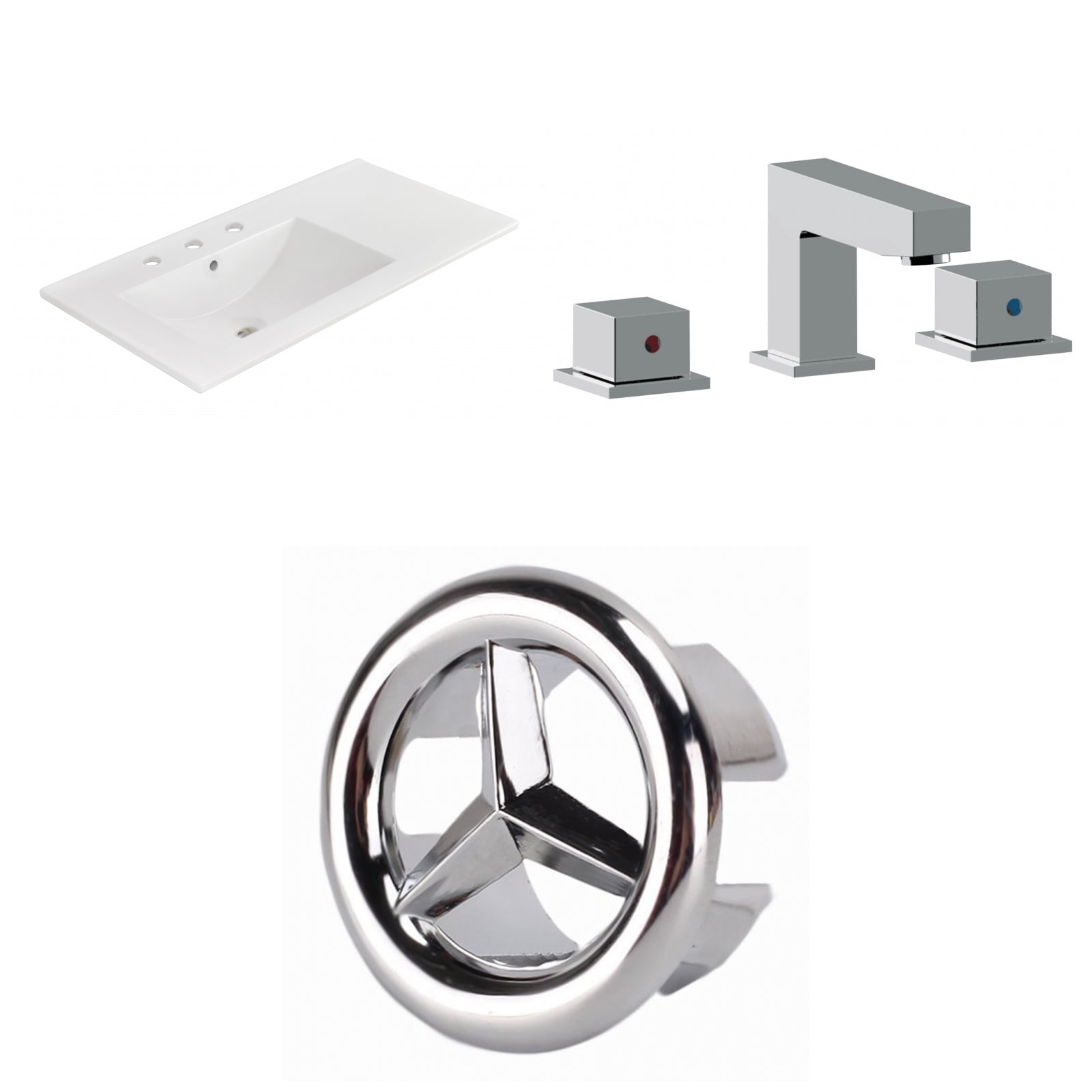 American Imaginations AI-24587 36" White Rectangular Drop In Transitional Ceramic Top Set