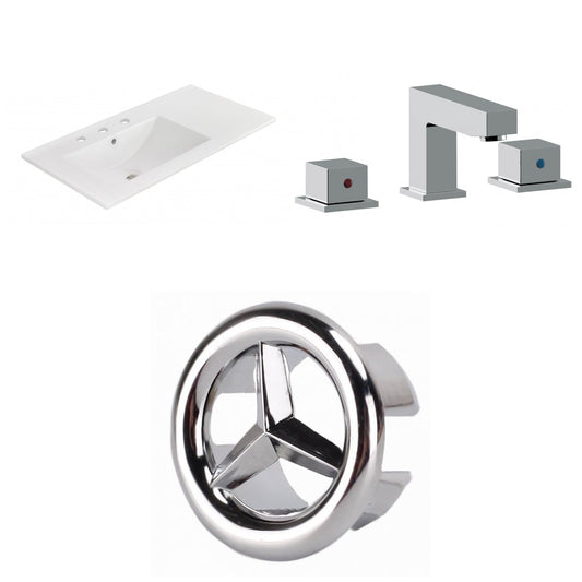 American Imaginations AI-24587 36" White Rectangular Drop In Transitional Ceramic Top Set