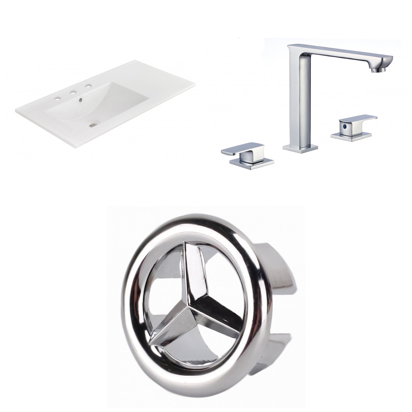 American Imaginations AI-24588 36" White Rectangular Drop In Transitional Ceramic Top Set