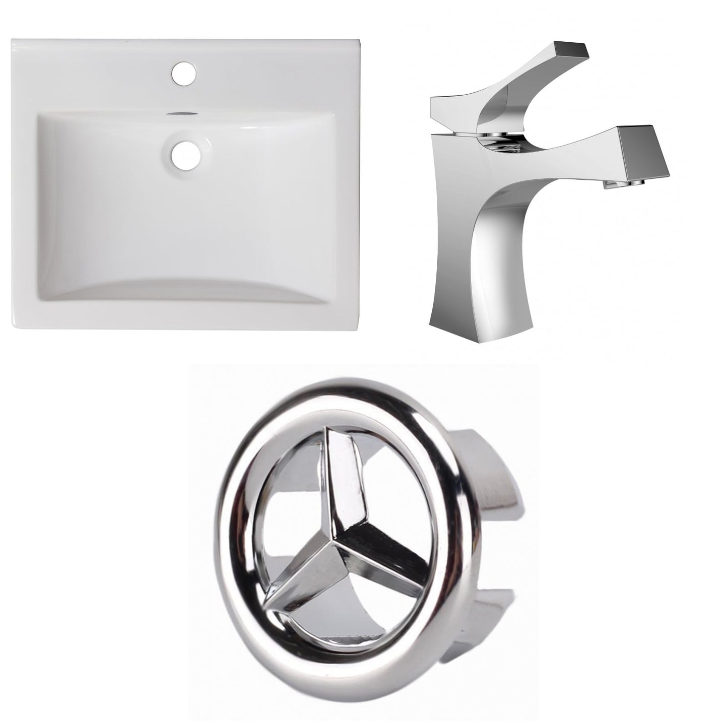 American Imaginations AI-24589 21" White Rectangular Drop In Transitional Ceramic Top Set