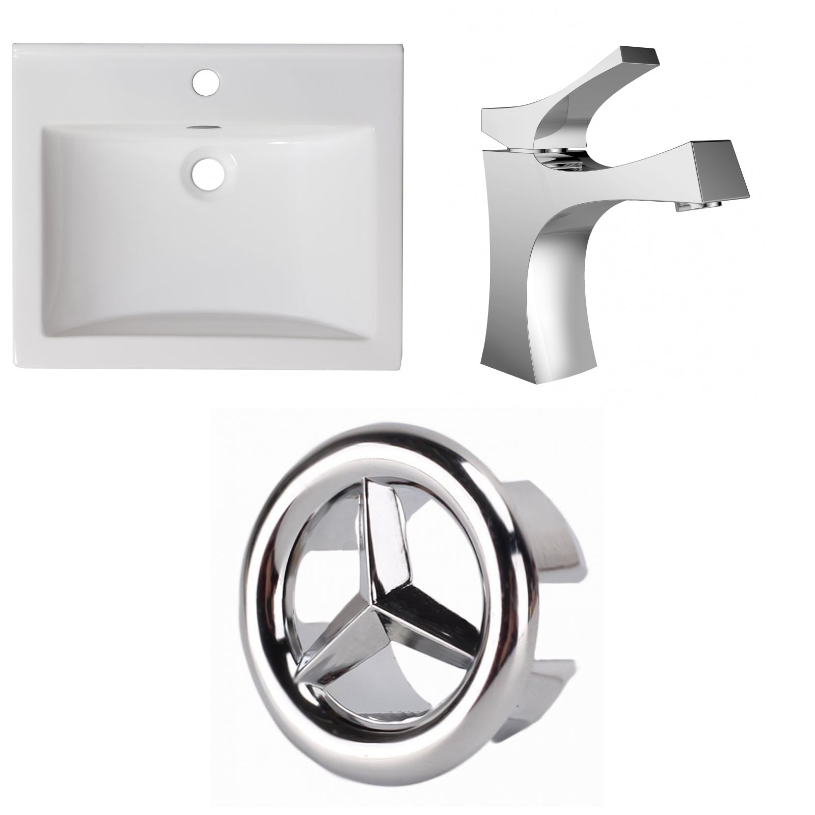American Imaginations AI-24589 21" White Rectangular Drop In Transitional Ceramic Top Set