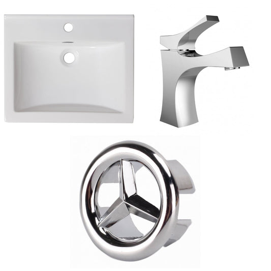 American Imaginations AI-24589 21" White Rectangular Drop In Transitional Ceramic Top Set