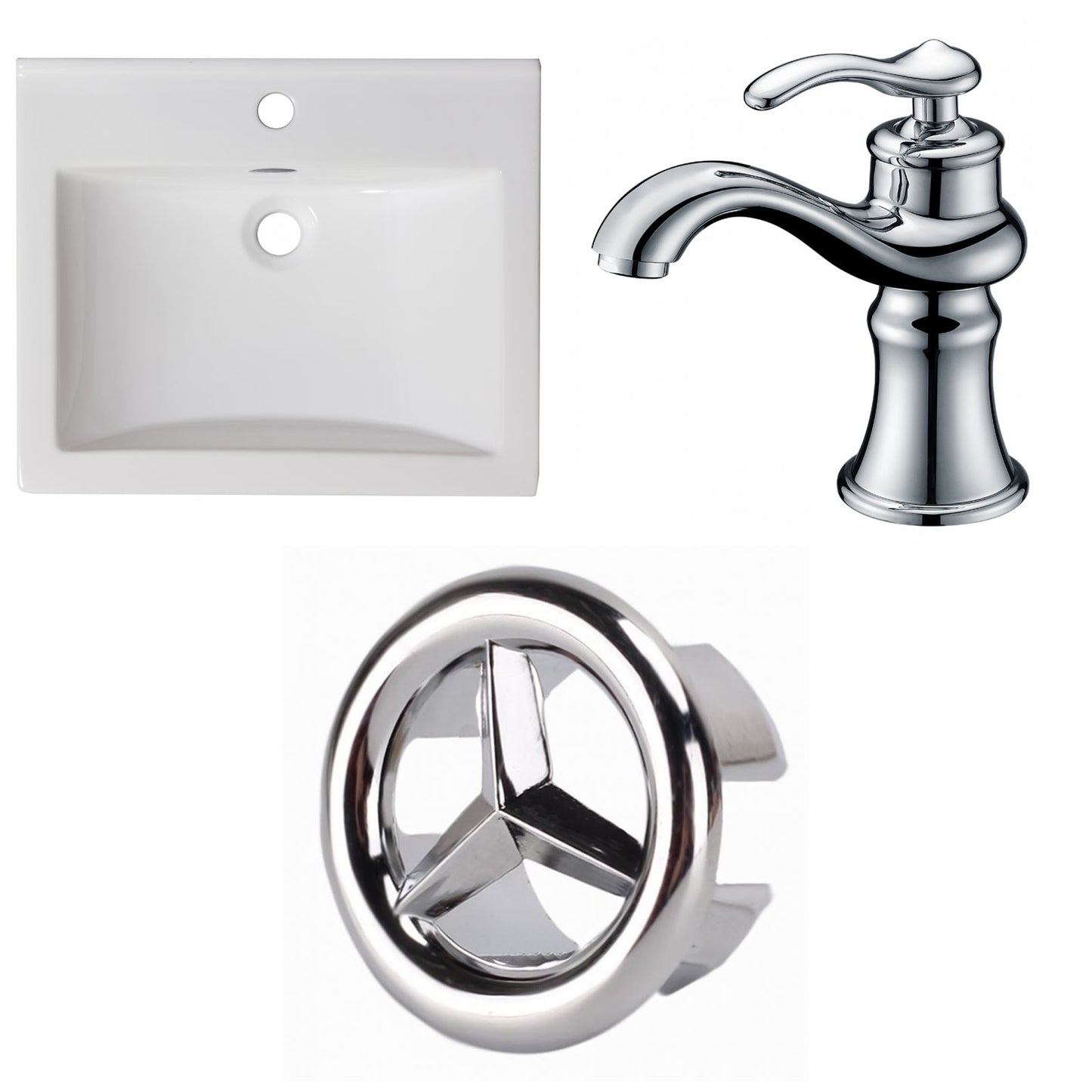 American Imaginations AI-24590 21" White Rectangular Drop In Transitional Ceramic Top Set