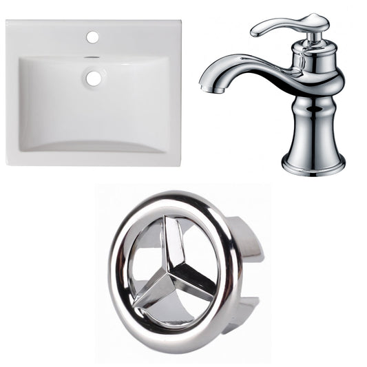 American Imaginations AI-24590 21" White Rectangular Drop In Transitional Ceramic Top Set