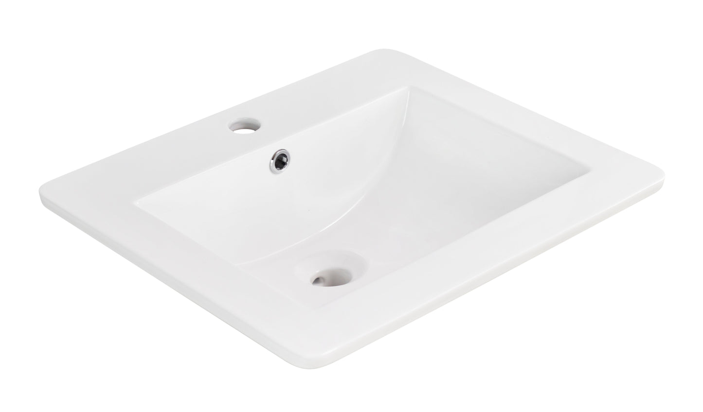 American Imaginations AI-24592 21" White Rectangular Drop In Transitional Ceramic Top Set