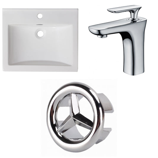 American Imaginations AI-24592 21" White Rectangular Drop In Transitional Ceramic Top Set