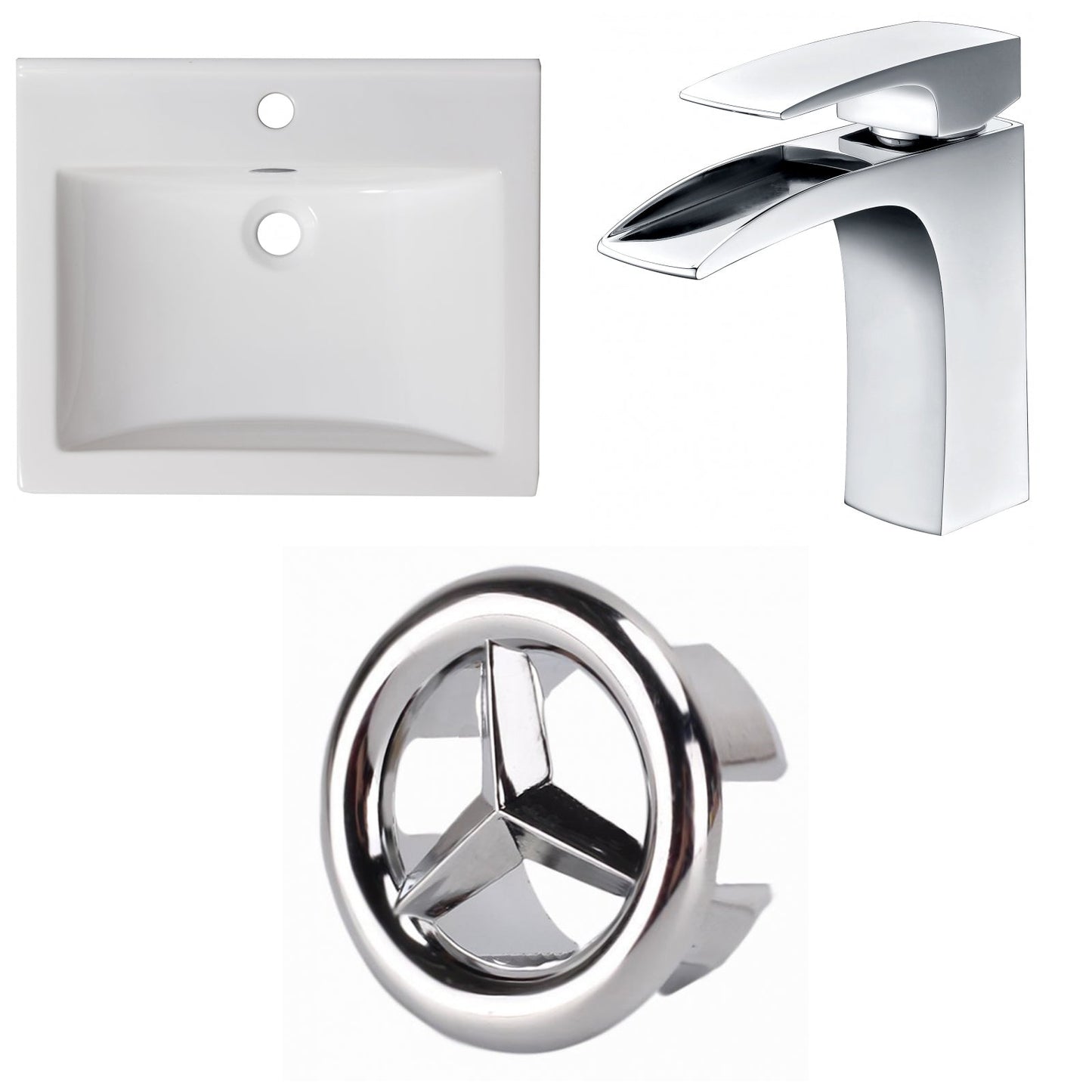 American Imaginations AI-24593 21" White Rectangular Drop In Transitional Ceramic Top Set