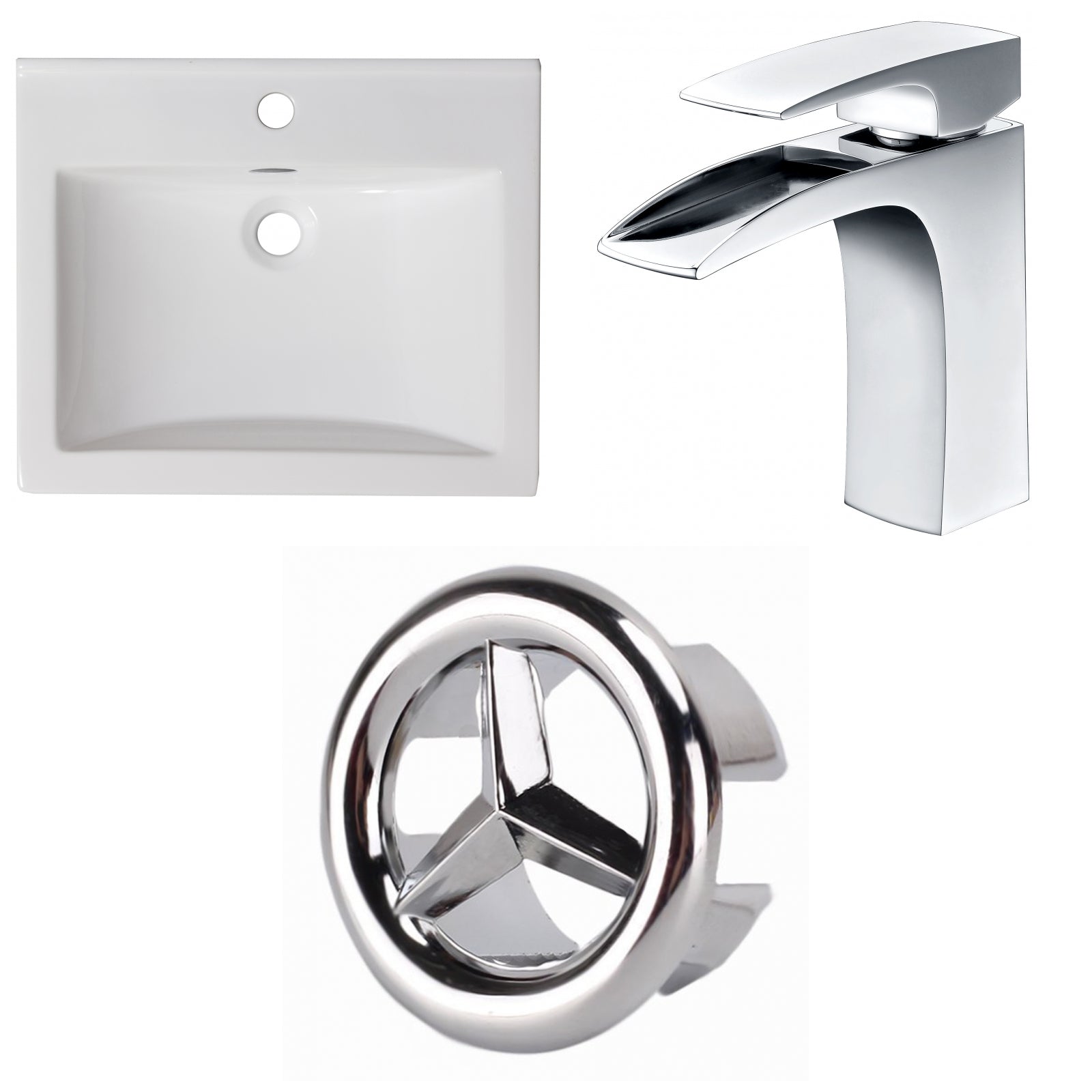 American Imaginations AI-24593 21" White Rectangular Drop In Transitional Ceramic Top Set